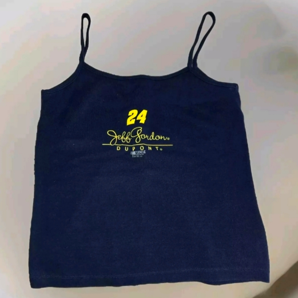 Vintage Jeff Gordon #24 Nascar Navy Blue Chase Spaghetti Cotton Tank Tee Size L